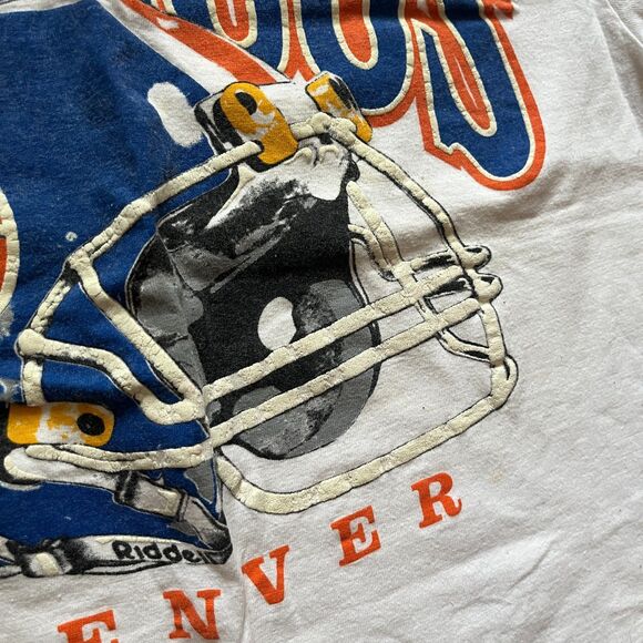 Vintage 90s Denver Broncos Graphic T-Shirt Single Stitch Youth M 100% Cotton - Picture 6 of 9